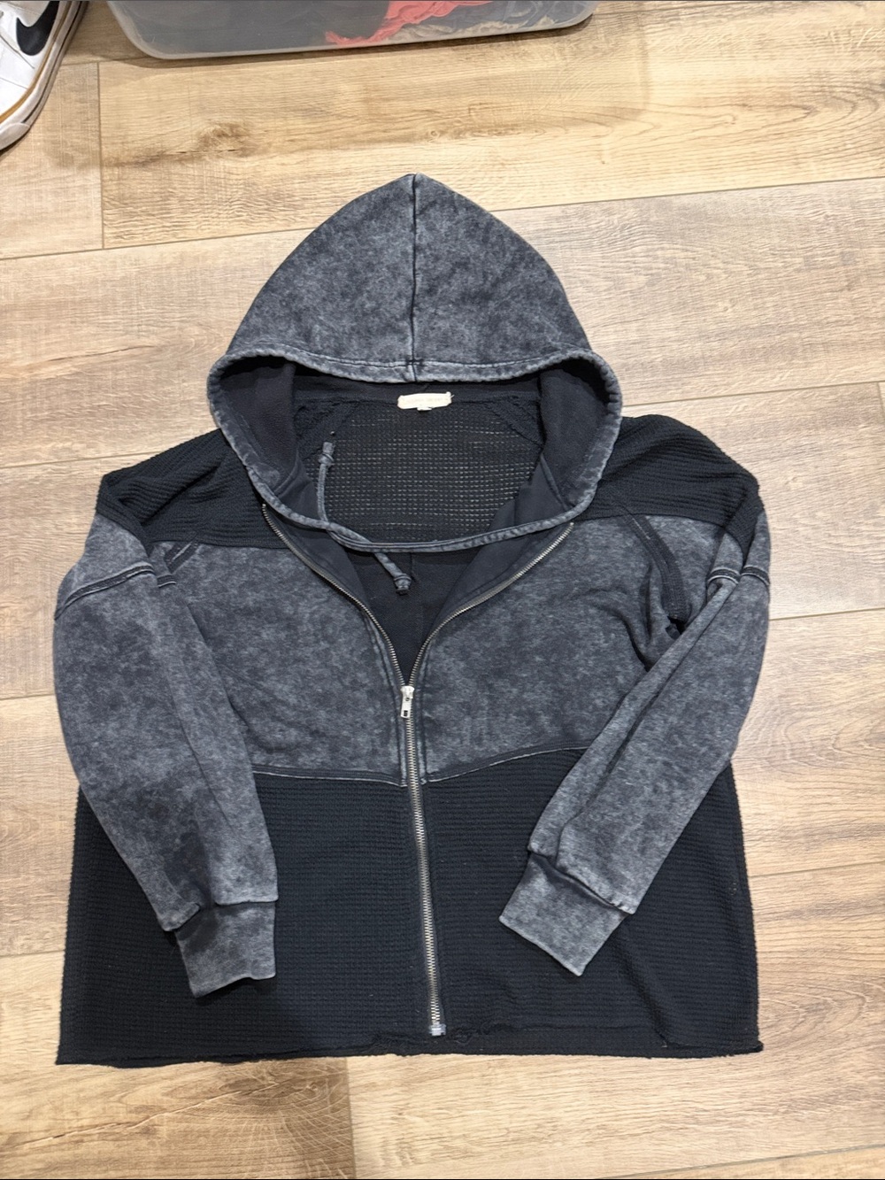 Gilded Intent Charcoal and Black Zip-Up Hooded Sweatshirt